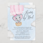 Invitation Petit Baby shower d'éléphant rose arachide par cou (Devant / Derrière)