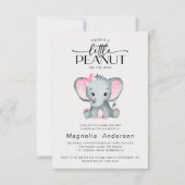 Invitation Petit Baby shower d'éléphant rose cacahuète (Devant)