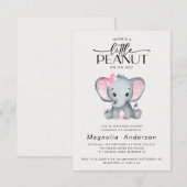 Invitation Petit Baby shower d'éléphant rose cacahuète (Devant / Derrière)
