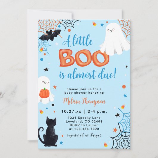 Invitation Petit Baby shower d'Halloween Boy Ghost Boy (Devant)
