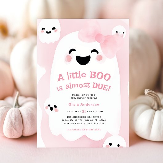 Invitation Petit Baby shower d'Halloween de Boo fantôme