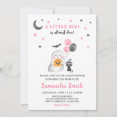 Invitation Petit Baby shower d'Halloween rose Boo (Devant)
