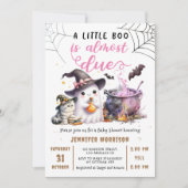 Invitation Petit Baby shower d'Halloween rose Boo (Devant)