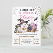 Invitation Petit Baby shower d'Halloween rose Boo (Debout devant)