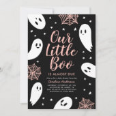 Invitation Petit Baby shower d'Halloween rose Boo (Devant)