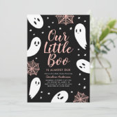 Invitation Petit Baby shower d'Halloween rose Boo (Debout devant)