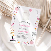 Invitation Petit Baby shower d'Halloween rose Boo