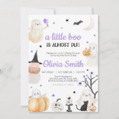 Invitation Petit Baby shower d'Halloween violet (Devant)