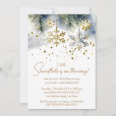 Invitation Petit baby shower d'hiver de bouho de flocon (Devant)