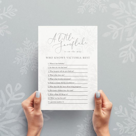 Invitation petit baby shower d'hiver de flocon de neige qui c