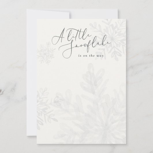 Invitation petit baby shower d'hiver de flocons de neige blan (Devant)