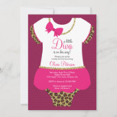 Invitation Petit Baby shower Diva Invitation, Cheetah, Faux G (Devant)