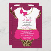 Invitation Petit Baby shower Diva Invitation, Cheetah, Faux G (Devant / Derrière)
