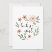 Invitation Petit Baby shower d'oiseau rose bébé fille (Dos)