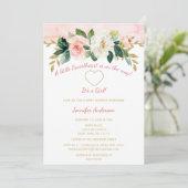 Invitation Petit Baby shower d'or rose Valentine (Debout devant)