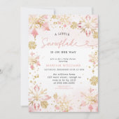 Invitation Petit Baby shower d'ours à fleurs rose (Devant)