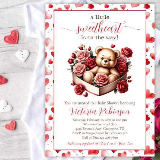 Invitation Petit Baby shower d'ours amoureux
