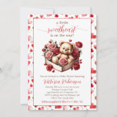 Invitation Petit Baby shower d'ours amoureux (Devant)