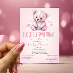 Invitation Petit Baby shower d'ours d'aquarelle doux