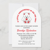 Invitation Petit Baby shower d'ours en peluche blanc rouge do (Devant)