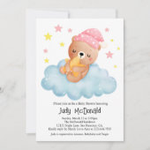 Invitation Petit Baby shower d'ours rose (Devant)