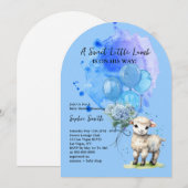 Invitation Petit Baby shower doux d'agneau bleu Hydrangea Arc (Devant / Derrière)