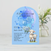 Invitation Petit Baby shower doux d'agneau bleu Hydrangea Arc (Debout devant)