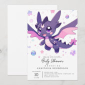 Invitation Petit Baby shower Dragon (Devant / Derrière)