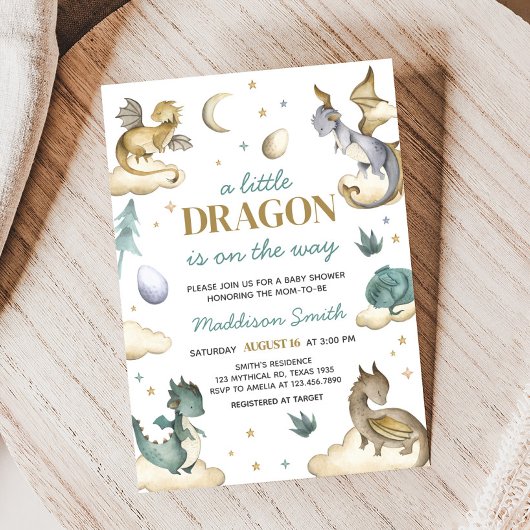 Invitation Petit Baby shower Dragon