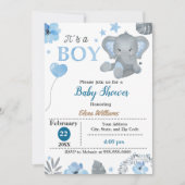 Invitation Petit Baby shower éléphant (Devant)