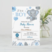 Invitation Petit Baby shower éléphant (Debout devant)