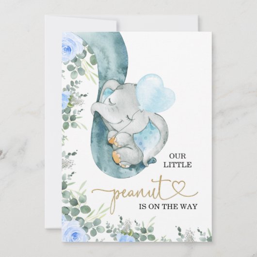 Invitation Petit Baby shower Eléphant Arachide Jeu (Dos)