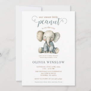 Invitation Petit Baby shower éléphant Bébé bleu arachide