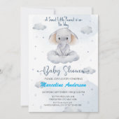 Invitation Petit Baby shower Eléphant d'arachide doux (Devant)