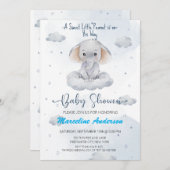 Invitation Petit Baby shower Eléphant d'arachide doux (Devant / Derrière)