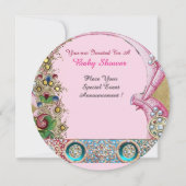 INVITATION PETIT BABY SHOWER EN STORK PRINCESS, PIERRES FLORA (Dos)