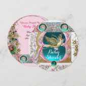 INVITATION PETIT BABY SHOWER EN STORK PRINCESS, PIERRES FLORA (Devant / Derrière)