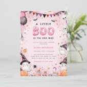 Invitation Petit Baby shower fantôme d'Halloween Boo (Debout devant)