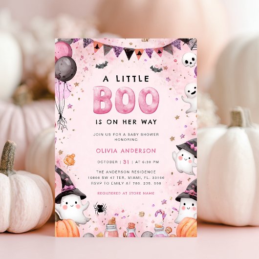 Invitation Petit Baby shower fantôme d'Halloween Boo