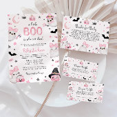 Invitation Petit Baby shower fantôme rose Halloween Boo