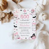Invitation Petit Baby shower fantôme rose Halloween Boo