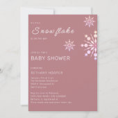 Invitation Petit Baby shower Fille de Feu de Neige Rose (Devant)