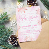 Invitation Petit Baby shower Fille de Feu de Neige Rose