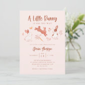 Invitation Petit Baby shower fille lapin (Debout devant)