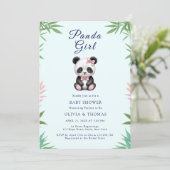 Invitation Petit Baby shower fille Panda (Debout devant)