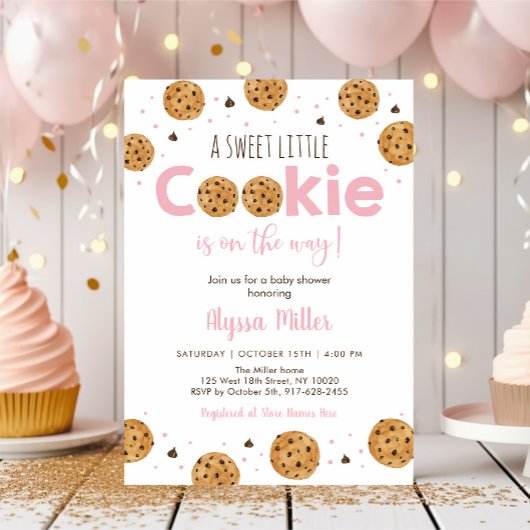 Invitation Petit Baby shower fille rose biscuit