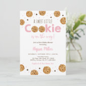 Invitation Petit Baby shower fille rose biscuit (Debout devant)