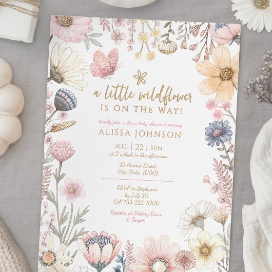 Invitation Petit Baby shower Fleur sauvage