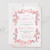 Invitation Petit Baby shower Fleur sauvage de Bow rose (Devant)
