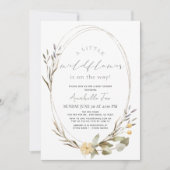 Invitation Petit Baby shower Fleur sauvage Oval Girl (Devant)